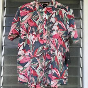 RVCA Men's Floral Short Sleeve Shirt - Multicolor